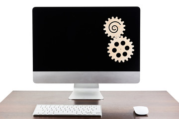 Desktop computer with gear