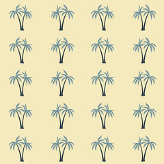 Coconut palm tree pattern textile material tropical forest background. Growing vector swatch repeating pattern. Marvelous tropical plants, coconut trees, beach palms textile background design.