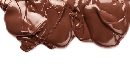 Tasty melted chocolate on white background