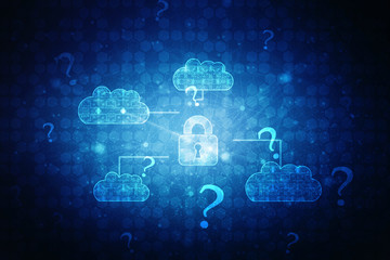 2d illustration Safety concept: Closed Padlock on digital background