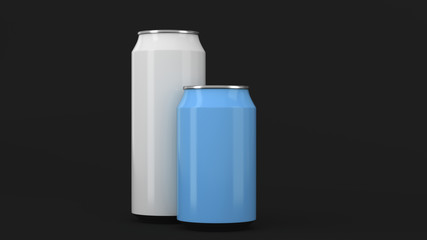 Big white and small blue soda cans mockup