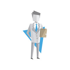 Businessman standing and showing document vector Illustration on a white background