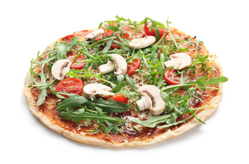 Tasty pizza on white background
