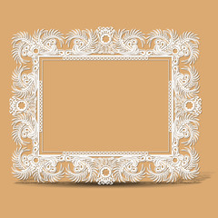 carved vintage frame made of paper photo with shadow