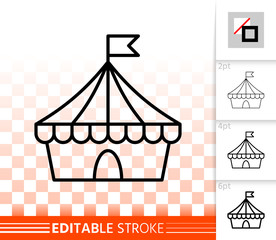 Circus tent simple black line vector icon