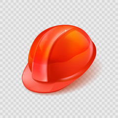 Stock vector illustration realistic orange construction helmet isolated on transparent checkered background EPS10 - 214562126
