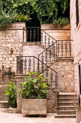 old stone staircase Kotor town Montenegro Europe