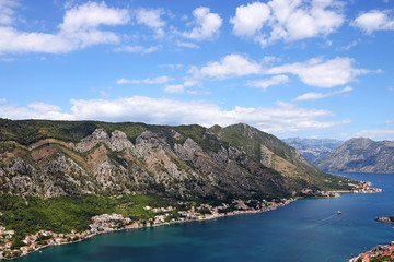 Sea and mountains Kotor bay Montenegro summer season