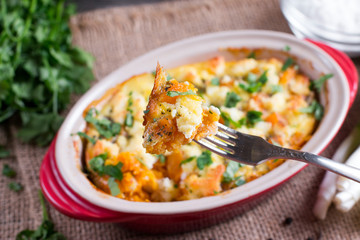 Cooking pumpkin baked with cheese