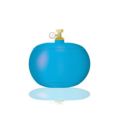 Blue oxygen cylinders. Vector illustration of the pressure O2. Design of medical equipment.