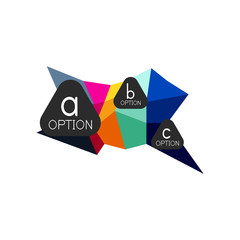 Abstract colorful geometric option infographics design template with sample abc options. Abstract background for business presentation or information banner