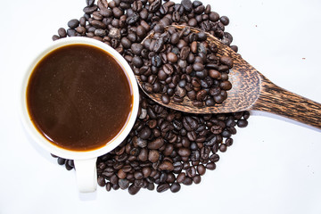 cup of coffee and stack seed