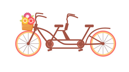 Tandem bike. Vector. Cartoon