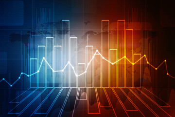 2d rendering Stock market online business concept. business Graph 