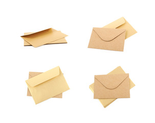 Pile of paper envelopes isolated