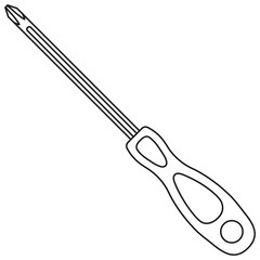 Line art black and white crosshead screwdriver