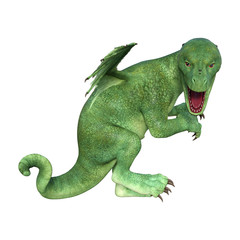 3D Rendering Fantasy Hatchling Dragon on White