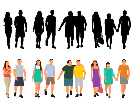 vector, isolated, fashion people go, silhouette