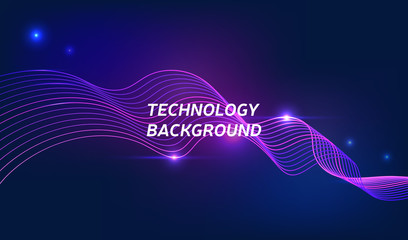 Violet technology background with abstract digital wave. Modern colored illustration, vector eps10