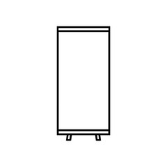 Roll up vector line icon. Form of printed advertising.