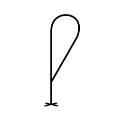 Outdoor teardrop feather advertising promo flag banner - vector line icon. Form of printed advertising.