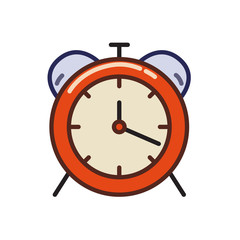 Alarm clock icon. Line colored flat vector illustration. Isolated on white background.