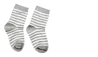 Cotton kid socks, isolated on white background. copy space template