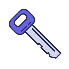 Car key, key icon. Line colored flat vector illustration. Isolated on white background.