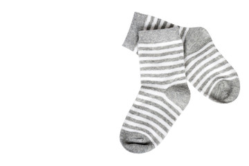 Cotton kid socks, isolated on white background. copy space template
