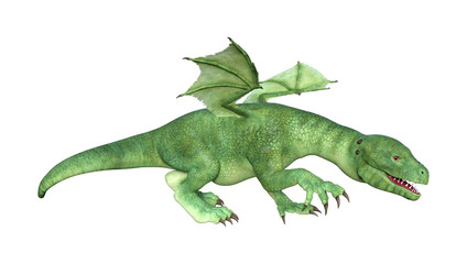 3D Rendering Fantasy Hatchling Dragon on White