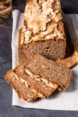delicious and healthy home-made wholegrain bread with honey