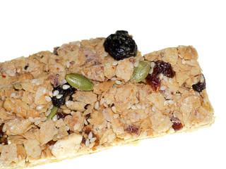 grains and fruits cereal bar.