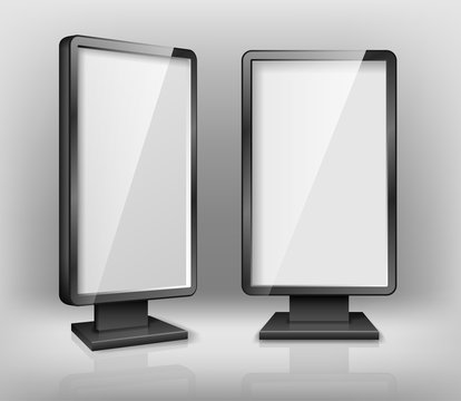 Blank light box template. Street 3d Retail lighting billboards. Realistic lightbox screen for advertising and design. vector illustration
