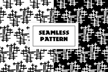 Fototapeta premium Abstract black white lines seamless pattern. Hand drawn graphic. May use it ffor mens clothing