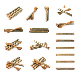 Herbal spices in a glass vial isolated