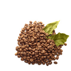 Coffee beans with coffee leaves