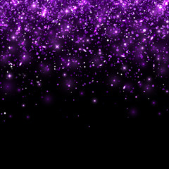 Fototapeta na wymiar Purple glitter on black background. Vector