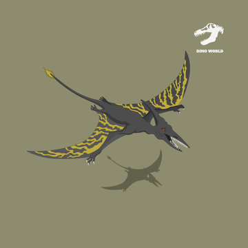 Dinosaur pterodactylus in isometric style. Isolated image of jurassic monster. Cartoon dino 3d icon. Vector illustration