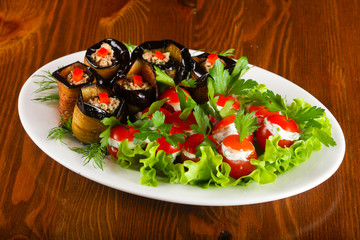 Stuffed eggplant and tomato
