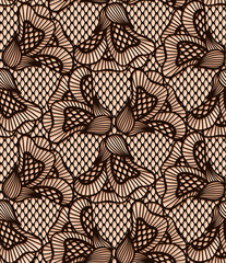 Seamless black flower lace pattern, retro lace texture
