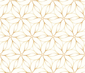 Seamless golden flower pattern on white background