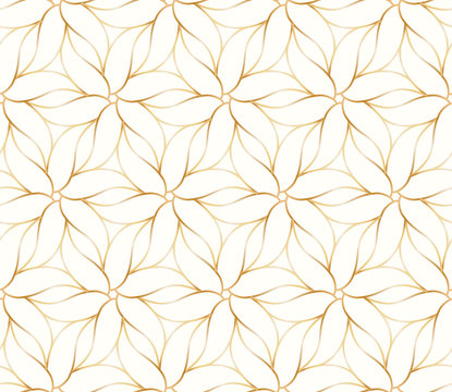 Seamless golden flower pattern on white background