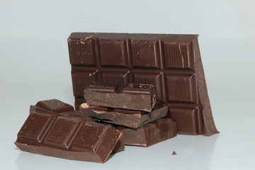 Pieces of a dark chocolate bar