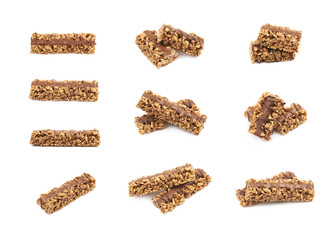 Chocolate granola bar isolated