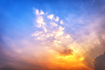 Evening scene and beautiful sky with cloud before sunset