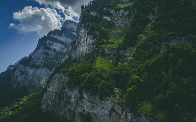 aerial view of steep mountain in the swiss alps
