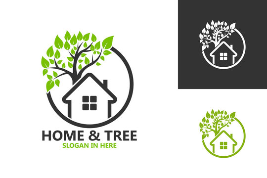 Home And Tree Nature Logo Template Design Vector, Emblem, Design Concept, Creative Symbol, Icon