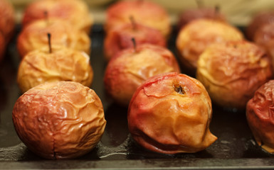 Baked apples on a baking sheet