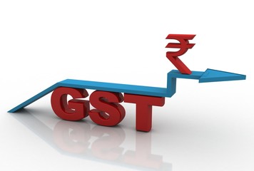 3d rendering GST Tax India with rupee sign

