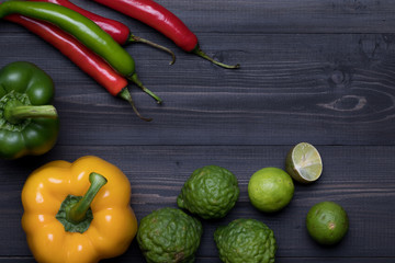 Topview fresh vegetable